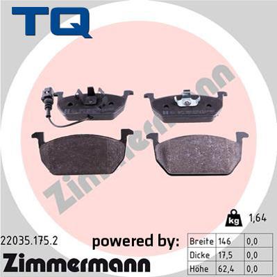 TQ 222654 - Тормозные колодки, дисковые, комплект autospares.lv