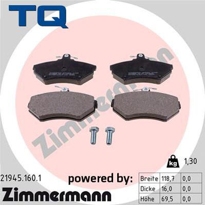 TQ 222650 - Тормозные колодки, дисковые, комплект autospares.lv