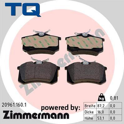 TQ TQ-BP0010 - Тормозные колодки, дисковые, комплект autospares.lv