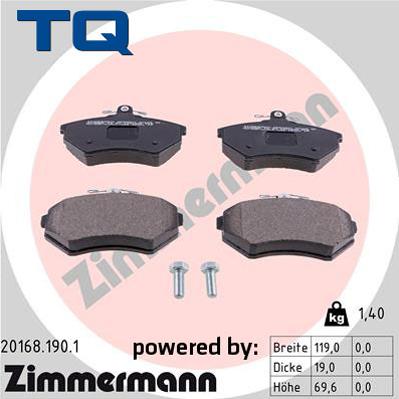 TQ TQ-BP0001 - Тормозные колодки, дисковые, комплект autospares.lv