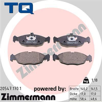 TQ TQ-BP0003 - Тормозные колодки, дисковые, комплект autospares.lv