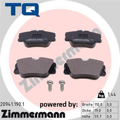 TQ 222627 - Тормозные колодки, дисковые, комплект autospares.lv