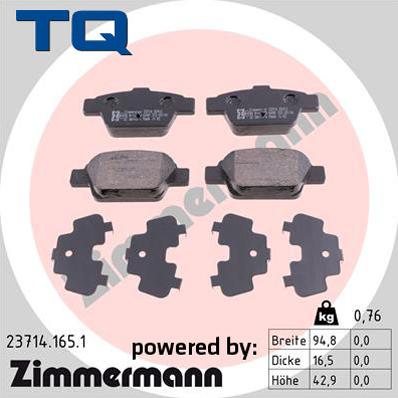 TQ TQ-BP0069 - Тормозные колодки, дисковые, комплект autospares.lv