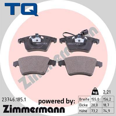 TQ TQ-BP0072 - Тормозные колодки, дисковые, комплект autospares.lv