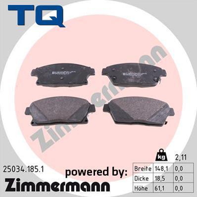 TQ 222737 - Тормозные колодки, дисковые, комплект autospares.lv