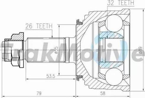 TrakMotive 40-0002 - Шарнирный комплект, ШРУС, приводной вал autospares.lv