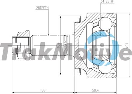 TrakMotive 40-0812 - Шарнирный комплект, ШРУС, приводной вал autospares.lv