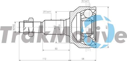 TrakMotive 40-0835 - Шарнирный комплект, ШРУС, приводной вал autospares.lv