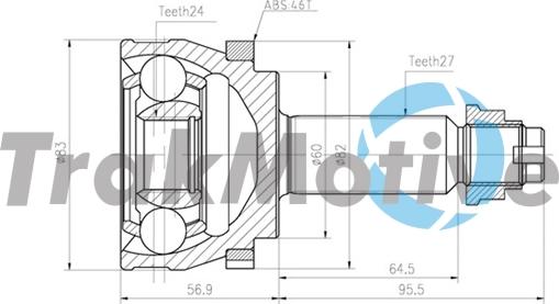 TrakMotive 40-0836 - Шарнирный комплект, ШРУС, приводной вал autospares.lv