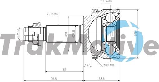 TrakMotive 40-0829 - Шарнирный комплект, ШРУС, приводной вал autospares.lv