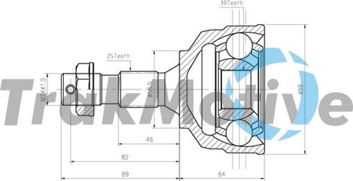 TrakMotive 40-0824 - Шарнирный комплект, ШРУС, приводной вал autospares.lv