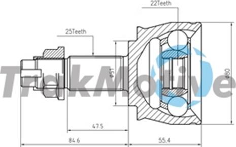 TrakMotive 40-0820 - Шарнирный комплект, ШРУС, приводной вал autospares.lv