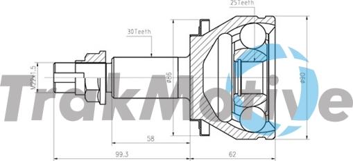 TrakMotive 40-0828 - Шарнирный комплект, ШРУС, приводной вал autospares.lv