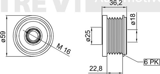 Trevi Automotive AP1085 - Шкив генератора, муфта autospares.lv