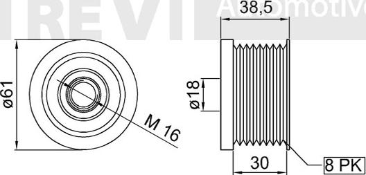 Trevi Automotive AP1150 - Шкив генератора, муфта autospares.lv