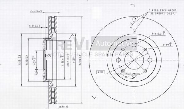 Trevi Automotive BD1099 - Тормозной диск autospares.lv