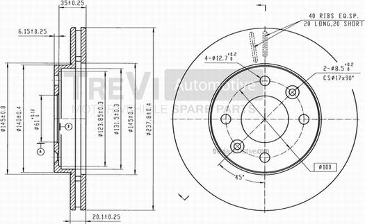 Trevi Automotive BD1090 - Тормозной диск autospares.lv