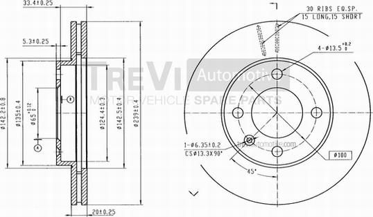 Trevi Automotive BD1092 - Тормозной диск autospares.lv