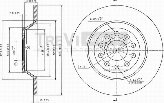 Trevi Automotive BD1049 - Тормозной диск autospares.lv