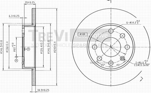 Trevi Automotive BD1045 - Тормозной диск autospares.lv