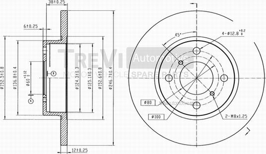 Trevi Automotive BD1048 - Тормозной диск autospares.lv