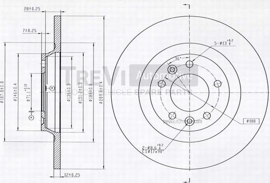 Trevi Automotive BD1047 - Тормозной диск autospares.lv