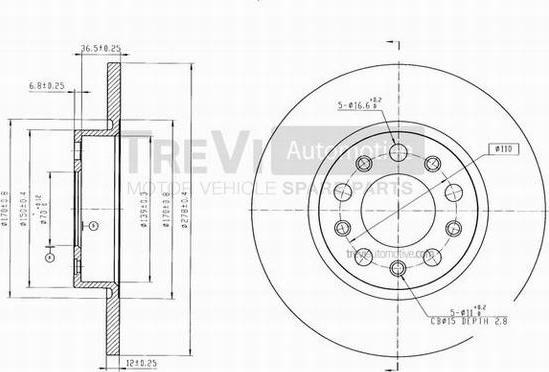 Trevi Automotive BD1053 - Тормозной диск autospares.lv