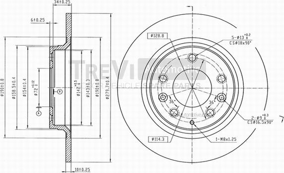 Trevi Automotive BD1069 - Тормозной диск autospares.lv