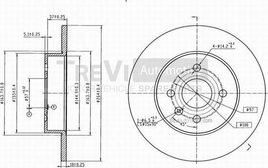 Trevi Automotive BD1065 - Тормозной диск autospares.lv