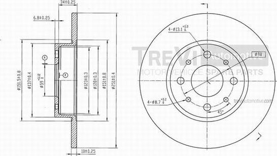 Trevi Automotive BD1084 - Тормозной диск autospares.lv