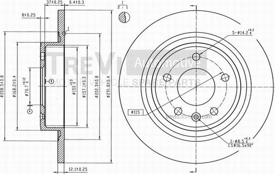 Trevi Automotive BD1087 - Тормозной диск autospares.lv