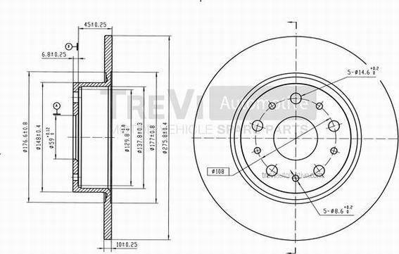 Trevi Automotive BD1024 - Тормозной диск autospares.lv