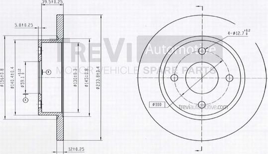 Trevi Automotive BD1021 - Тормозной диск autospares.lv