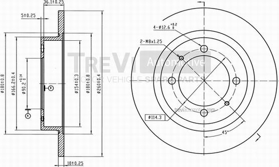 Trevi Automotive BD1028 - Тормозной диск autospares.lv