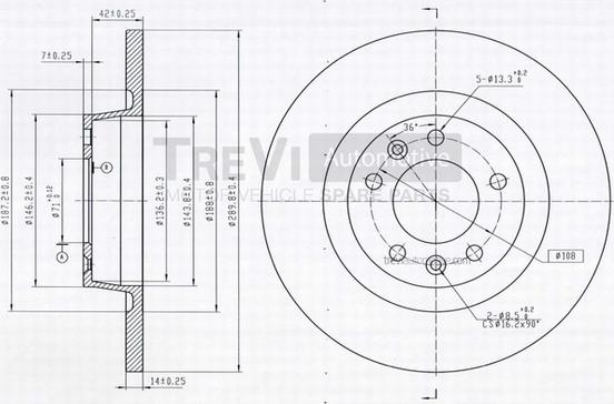 Trevi Automotive BD1076 - Тормозной диск autospares.lv