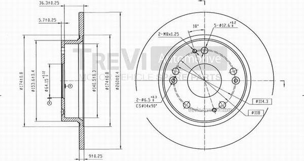 Trevi Automotive BD1072 - Тормозной диск autospares.lv