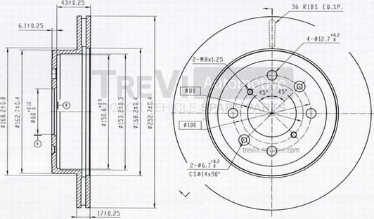 Trevi Automotive BD1199 - Тормозной диск autospares.lv