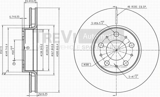 Trevi Automotive BD1144 - Тормозной диск autospares.lv