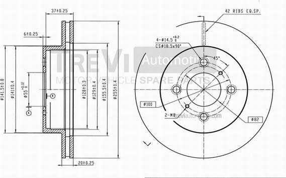 Trevi Automotive BD1140 - Тормозной диск autospares.lv