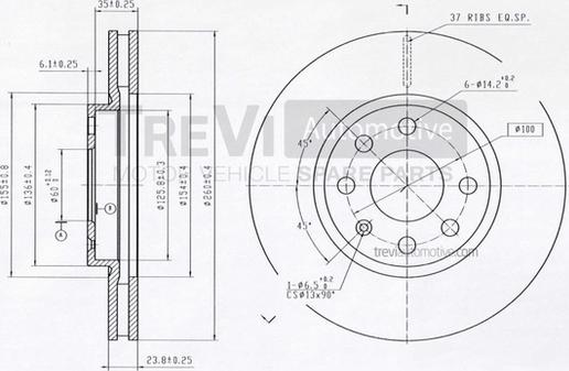 Trevi Automotive BD1141 - Тормозной диск autospares.lv