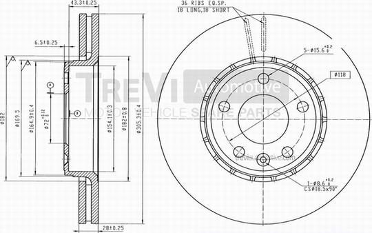 Trevi Automotive BD1159 - Тормозной диск autospares.lv