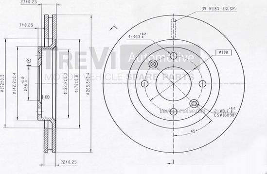 Trevi Automotive BD1150 - Тормозной диск autospares.lv