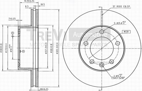 Trevi Automotive BD1166 - Тормозной диск autospares.lv