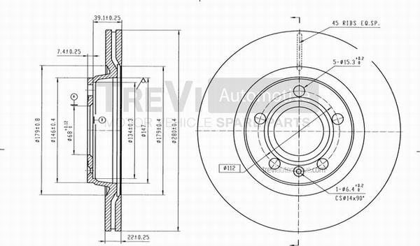 Trevi Automotive BD1119 - Тормозной диск autospares.lv