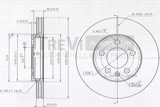 Trevi Automotive BD1116 - Тормозной диск autospares.lv