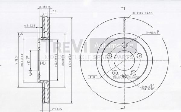 Trevi Automotive BD1117 - Тормозной диск autospares.lv