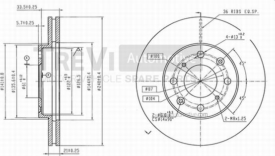 Trevi Automotive BD1189 - Тормозной диск autospares.lv