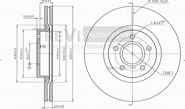 Trevi Automotive BD1184 - Тормозной диск autospares.lv