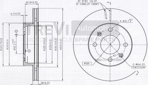 Trevi Automotive BD1186 - Тормозной диск autospares.lv