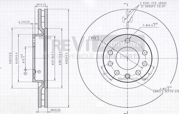 Trevi Automotive BD1181 - Тормозной диск autospares.lv